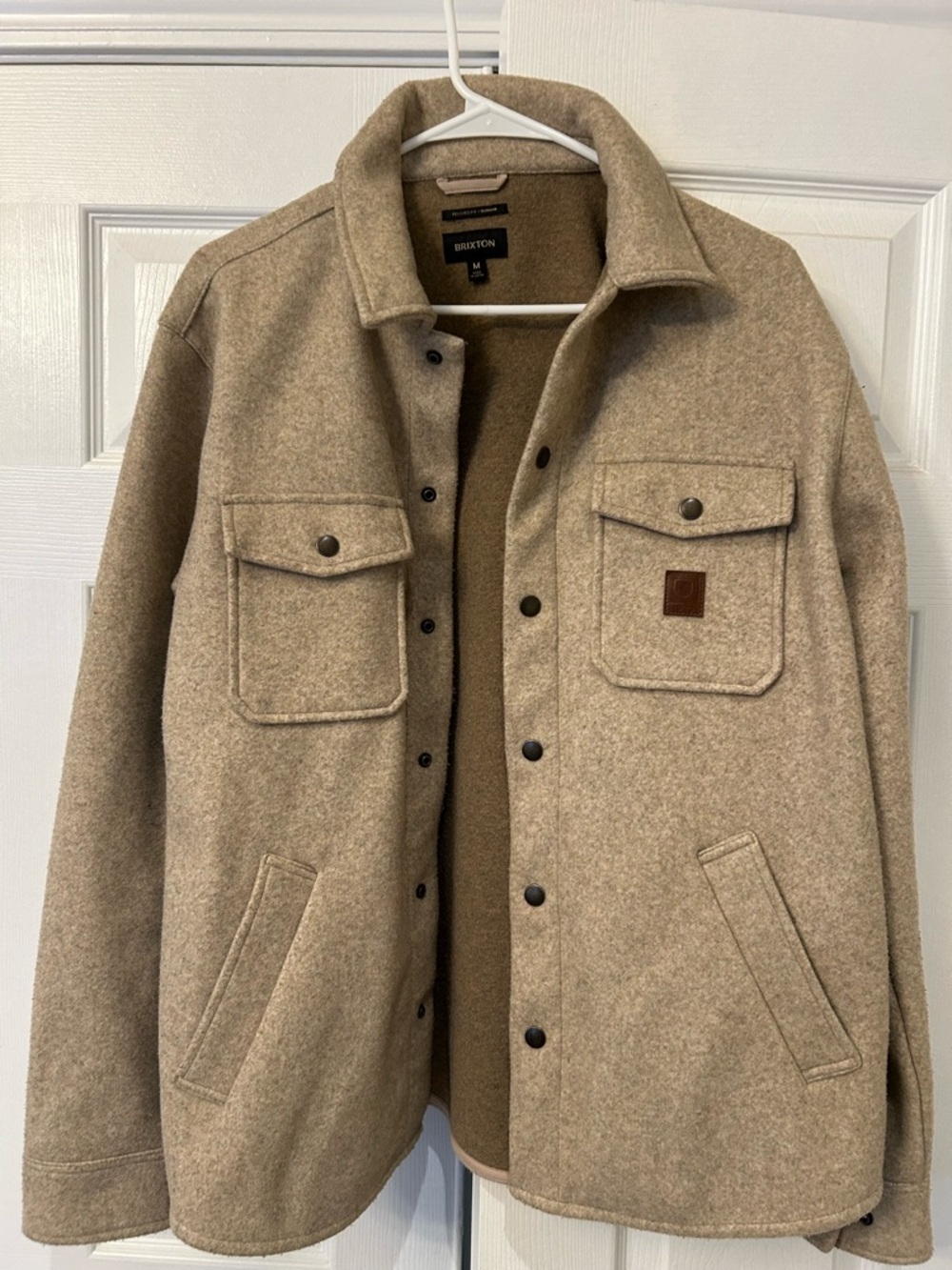 Brixton Beige/Tan Wool Shacket with Snap Front